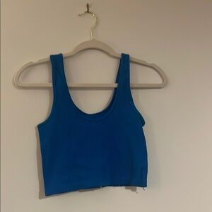Blue Ribbed Women's Tank Top